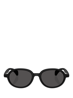 Moncler ME8006 Unisex Oval Sunglasses, Matte Black/Black - view 2, Matte Black/Black