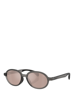 Moncler ME8006 Unisex Oval Sunglasses, Shiny Grey/Pink, Shiny Grey/Pink