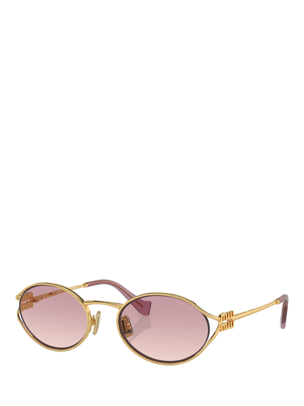 Miu Miu MU52YS Women's Oval Sunglasses, Gold/Pink, Gold/Pink