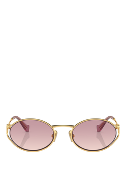Miu Miu MU52YS Women's Oval Sunglasses, Gold/Pink - view 2, Gold/Pink