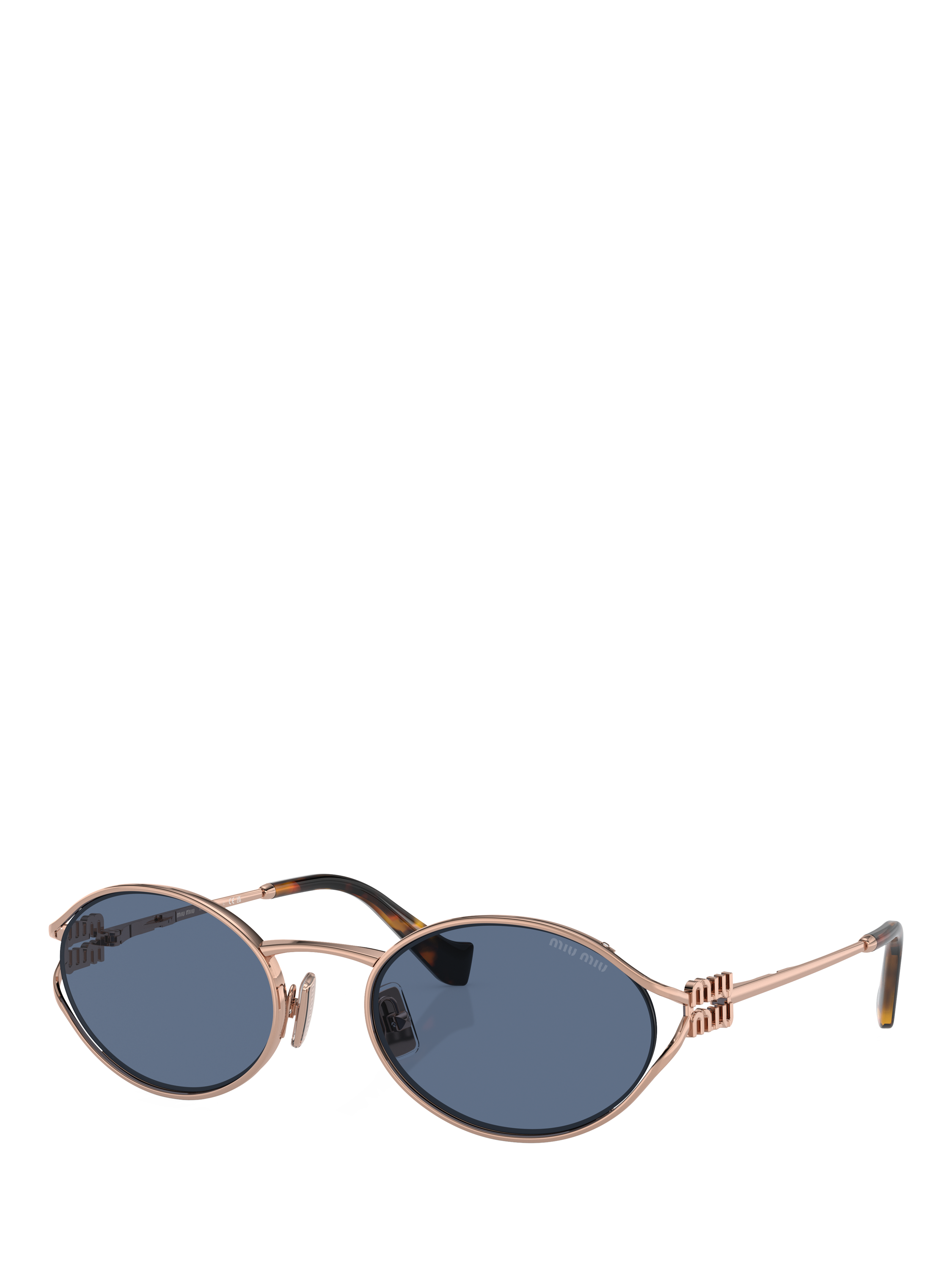 Product image 1 of 1, which shows Miu Miu MU52YS Women's Oval Sunglasses, Rose Gold/Blue
