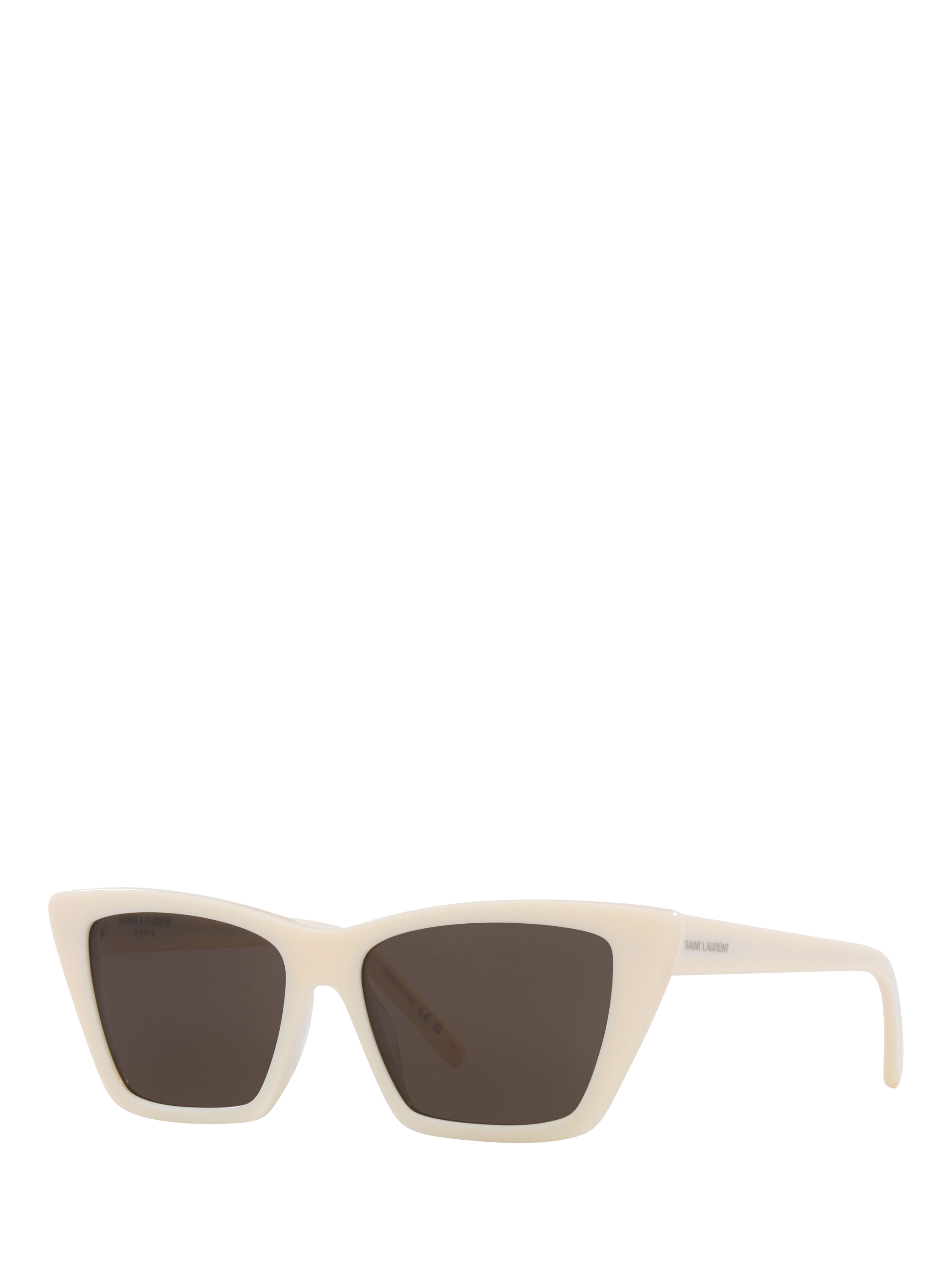 Product image 1 of 4, which shows Yves Saint Laurent YS000128 Women's Cat's Eye Sunglasses, Ivory/Grey