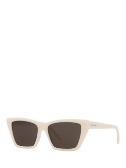 Yves Saint Laurent YS000128 Women's Cat's Eye Sunglasses, Ivory/Grey, Ivory/Grey