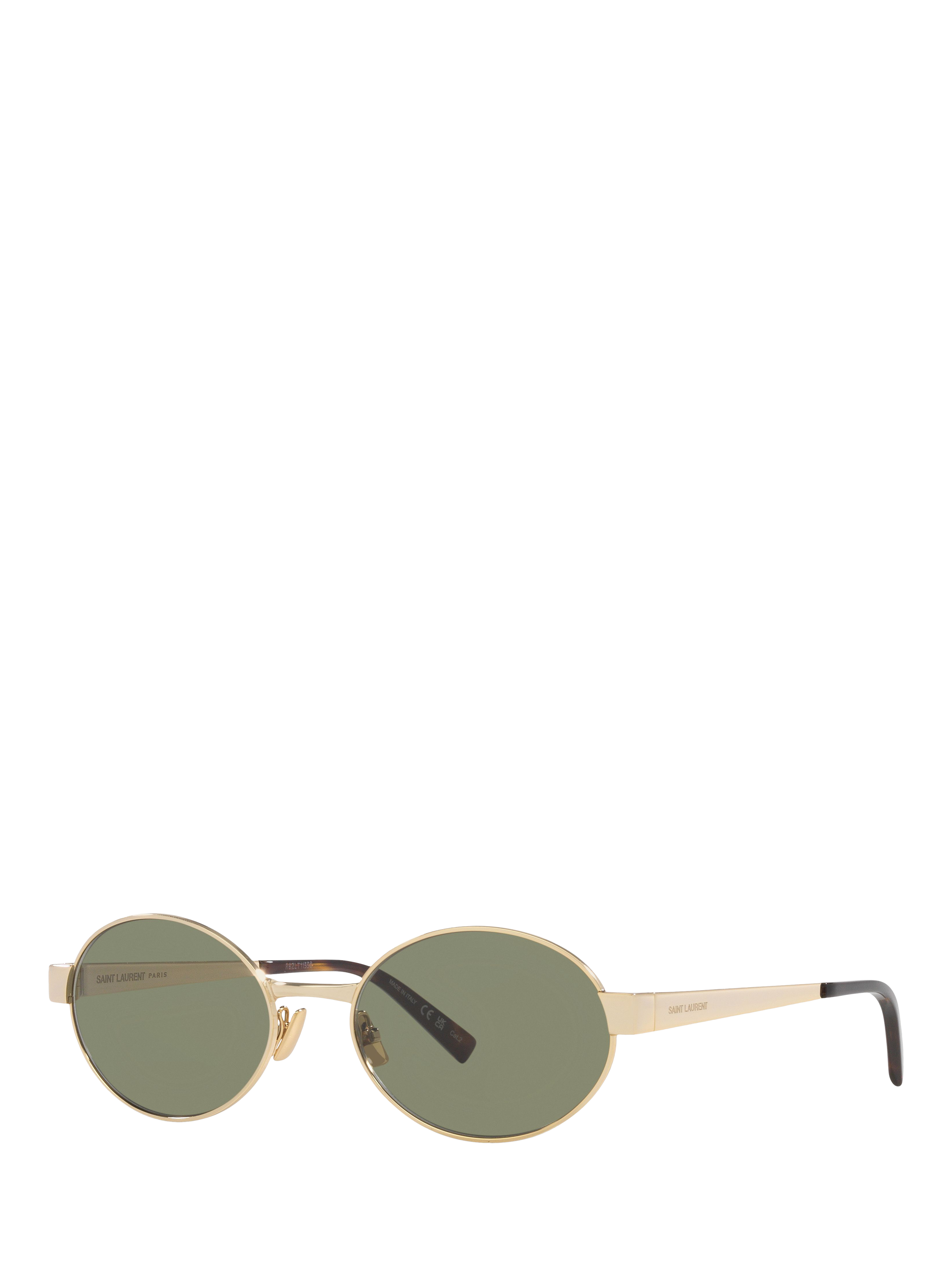 Product image 1 of 4, which shows Yves Saint Laurent YS000577 Women's Oval Sunglasses, Gold/Green