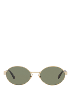 Yves Saint Laurent YS000577 Women's Oval Sunglasses, Gold/Green - view 2, Gold/Green
