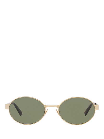 Yves Saint Laurent YS000577 Women's Oval Sunglasses, Gold/Green - view 2, Gold/Green