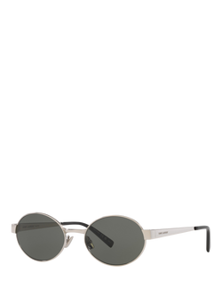 Yves Saint Laurent YS000577 Women's Oval Sunglasses, Silver/Grey, Silver/Grey