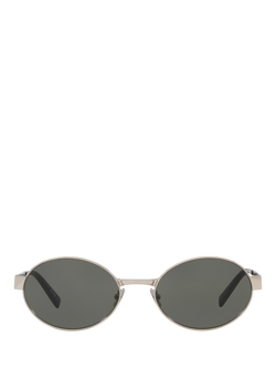 Yves Saint Laurent YS000577 Women's Oval Sunglasses, Silver/Grey - view 2, Silver/Grey