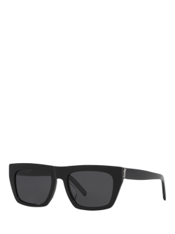 Yves Saint Laurent YS000583 D-Frame Sunglasses, Black/Grey, Black/Grey