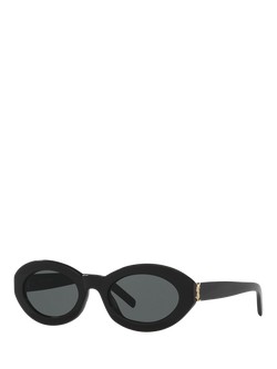 Yves Saint Laurent YS000585 Women's Oval Sunglasses, Black/Grey, Black/Grey