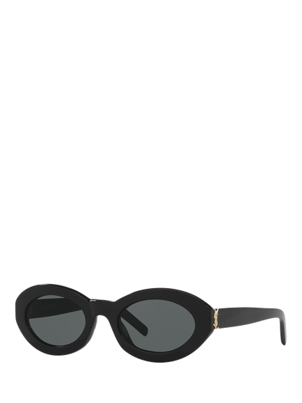 Yves Saint Laurent YS000585 Women's Oval Sunglasses, Black/Grey, Black/Grey