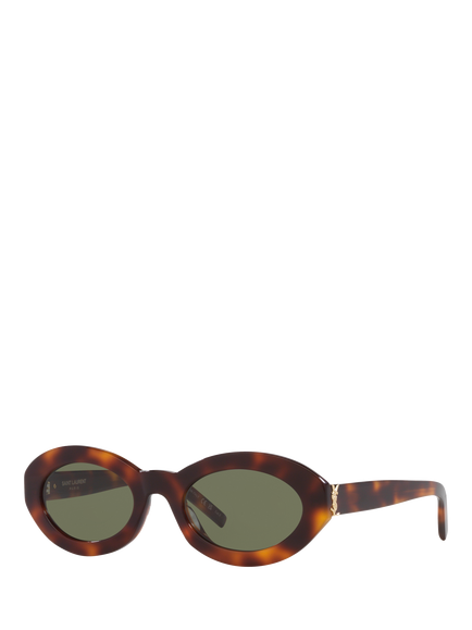 Yves Saint Laurent YS000585 Women's Oval Sunglasses, Tortoise/Green, Tortoise/Green