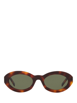 Yves Saint Laurent YS000585 Women's Oval Sunglasses, Tortoise/Green - view 2, Tortoise/Green