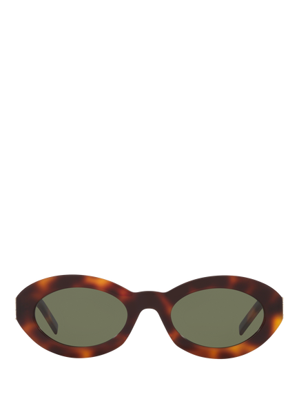 Yves Saint Laurent YS000585 Women's Oval Sunglasses, Tortoise/Green - view 2, Tortoise/Green