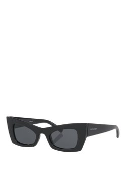 Yves Saint Laurent YS000613 Women's Cat's Eye Sunglasses, Black, Black