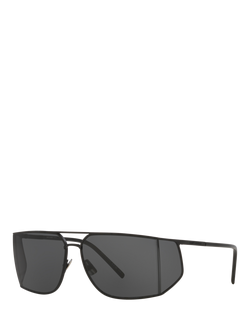 Yves Saint Laurent YS000641 Men's Oval Sunglasses, Black, Black