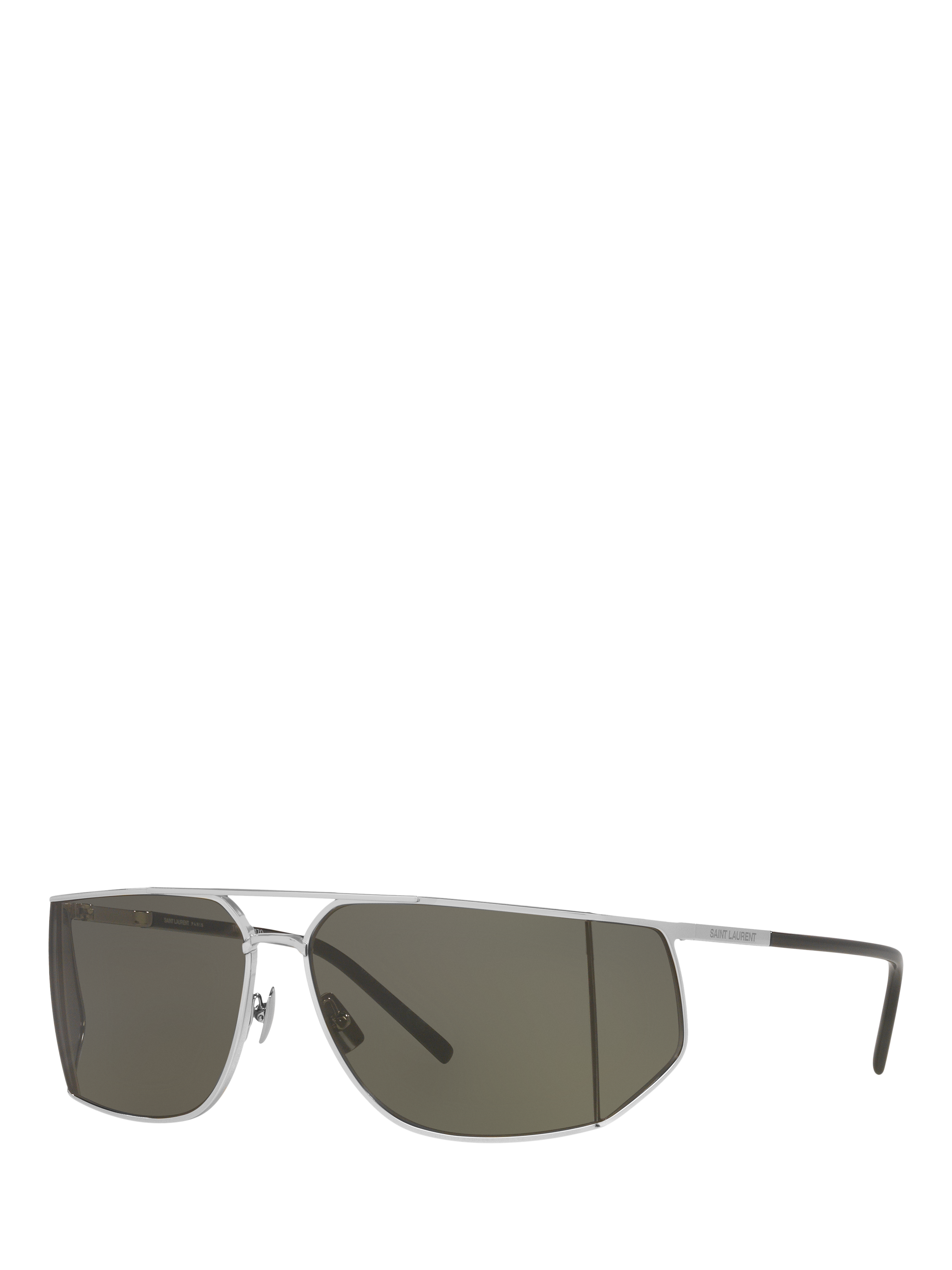 Product image 1 of 4, which shows Yves Saint Laurent YS000641 Men's Oval Sunglasses, Silver/Grey