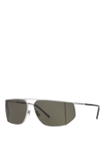 Yves Saint Laurent YS000641 Men's Oval Sunglasses, Silver/Grey
