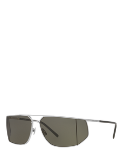 Yves Saint Laurent YS000641 Men's Oval Sunglasses, Silver/Grey, Silver/Grey