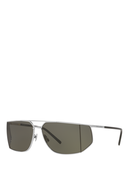 Yves Saint Laurent YS000641 Men's Oval Sunglasses, Silver/Grey, Silver/Grey