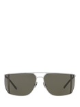 Yves Saint Laurent YS000641 Men's Oval Sunglasses, Silver/Grey