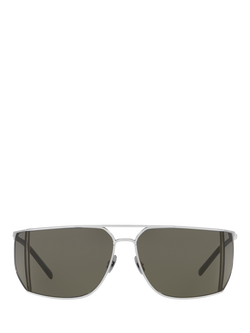 Yves Saint Laurent YS000641 Men's Oval Sunglasses, Silver/Grey - view 2, Silver/Grey