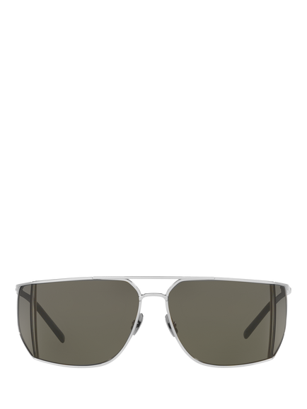 Yves Saint Laurent YS000641 Men's Oval Sunglasses, Silver/Grey - view 2, Silver/Grey