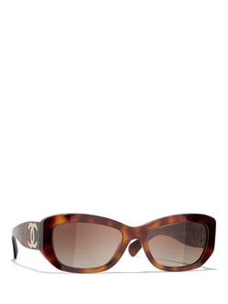 CHANEL Women's Polarised Rectangular Sunglasses CH5493, Tortoise/Brown Gradient, Tortoise/Brown Gradient