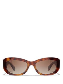 CHANEL Women's Polarised Rectangular Sunglasses CH5493, Tortoise/Brown Gradient - view 2, Tortoise/Brown Gradient
