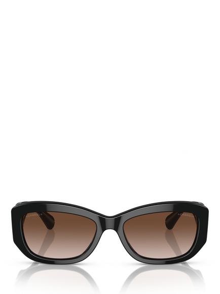 CHANEL Women's Rectangular Sunglasses CH5493A, Black/Brown Gradient - view 2, Black/Brown Gradient