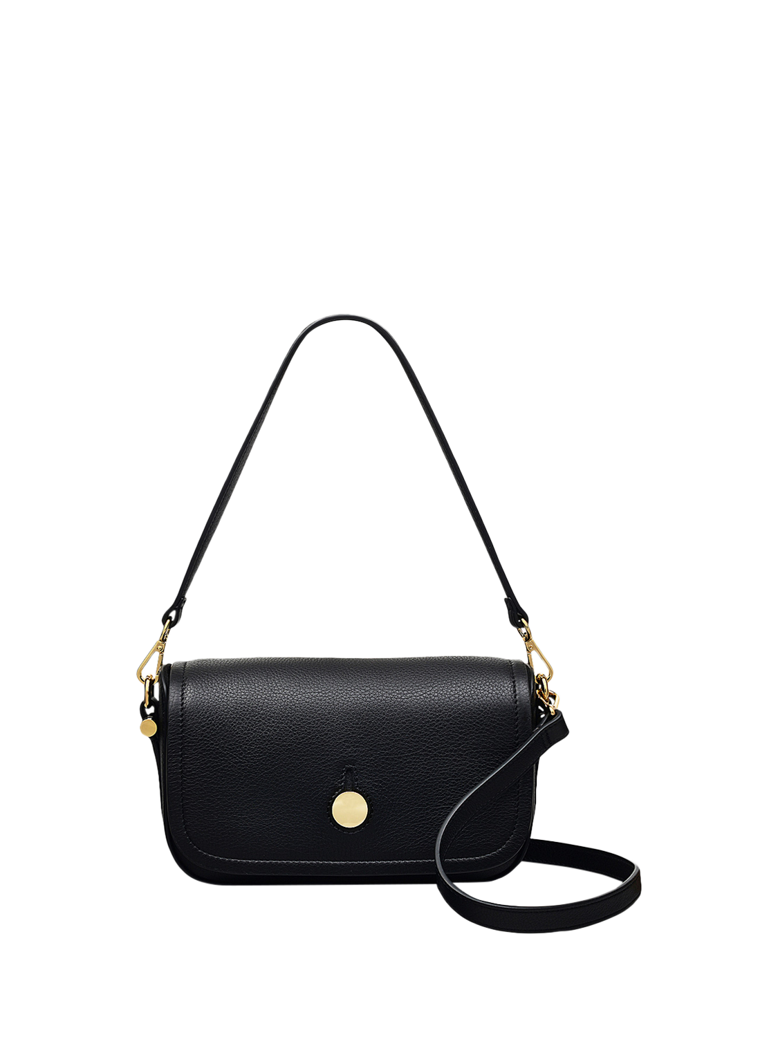 Product image 1 of 6, which shows Radley Bathurst Mews Leather Small Flap Over Cross Body Bag, Black