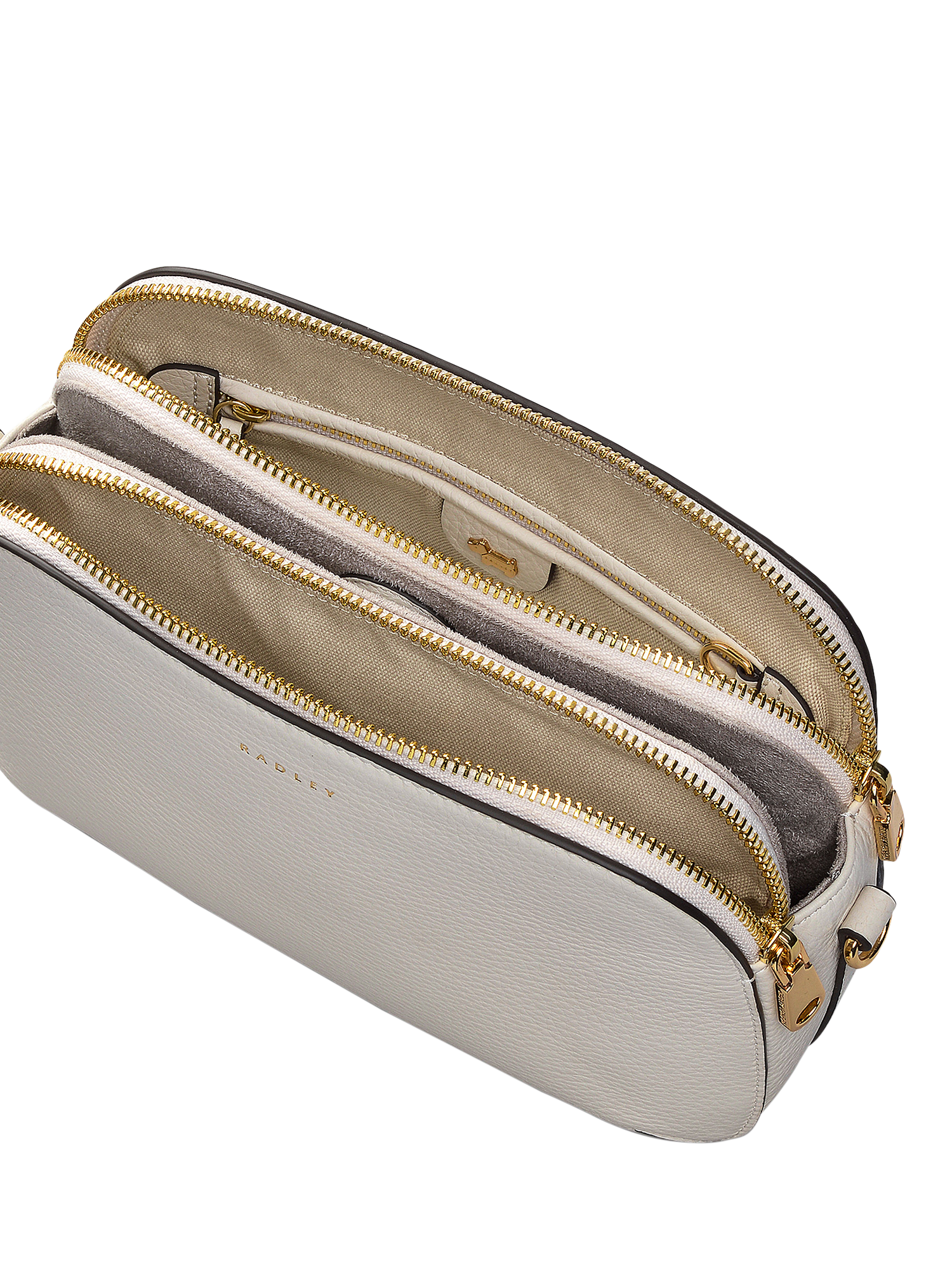 Product image 3 of 4, which shows Radley Dukes Place Leather Medium Zip Top Cross Body Bag, Chalk, One Size