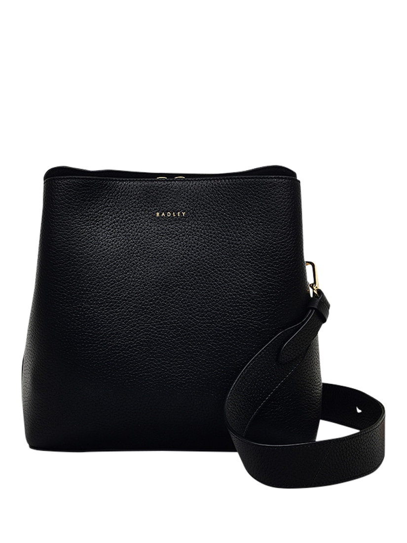 Product image 1 of 4, which shows Radley Dukes Place Leather Medium Compartment Crossbody Bag, Black/Gold
