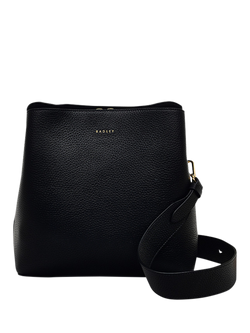 Radley Dukes Place Leather Medium Compartment Crossbody Bag, Black/Gold