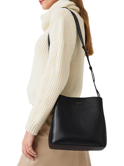 Radley Dukes Place Leather Medium Compartment Crossbody Bag - view 2, Black/Gold