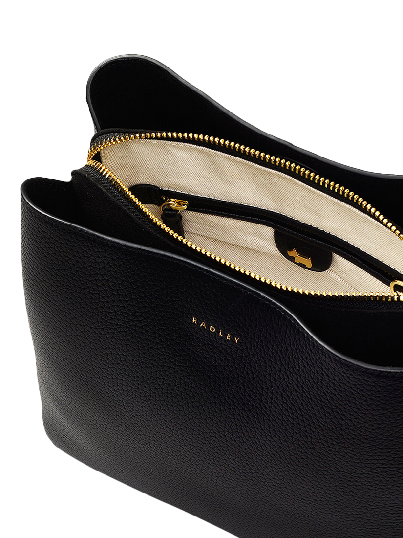 Product image 3 of 4, which shows Radley Dukes Place Leather Medium Compartment Crossbody Bag, Black/Gold