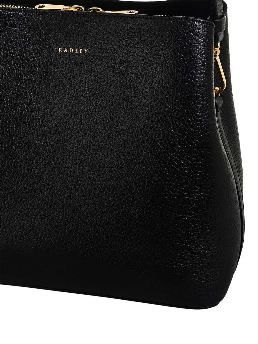Product image 4 of 4, which shows Radley Dukes Place Leather Medium Compartment Crossbody Bag, Black/Gold