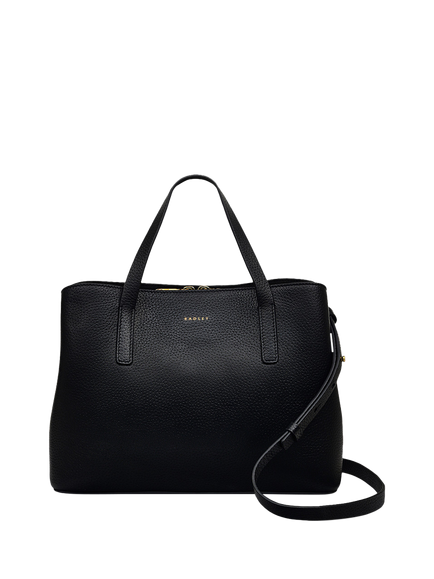 Radley Dukes Place Leather Medium Grab Bag, Black/Gold