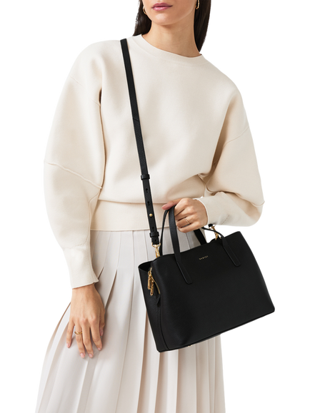 Radley Dukes Place Leather Medium Grab Bag - view 2, Black/Gold