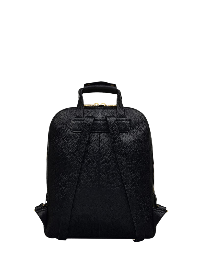 Product image 3 of 4, which shows Radley Dukes Place Leather Medium Zip Around Backpack, Black/Gold