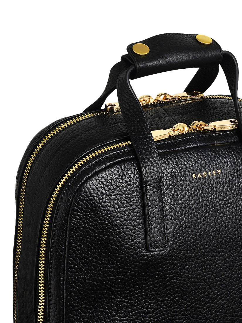 Product image 4 of 4, which shows Radley Dukes Place Leather Medium Zip Around Backpack, Black/Gold