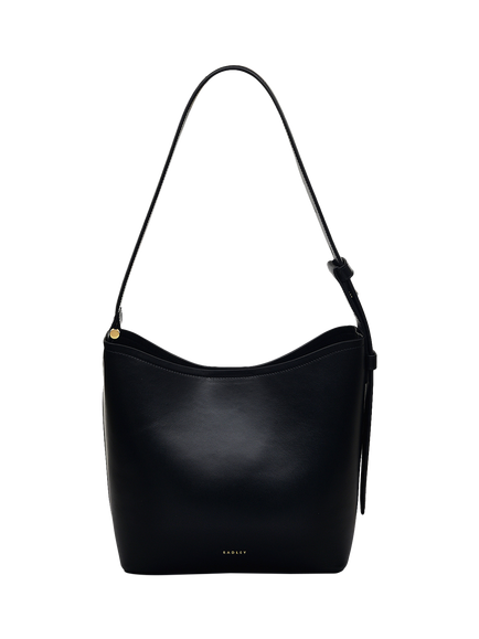 Radley Bathurst Mews Leather Medium Zip Top Shoulder Bag, Black, Black