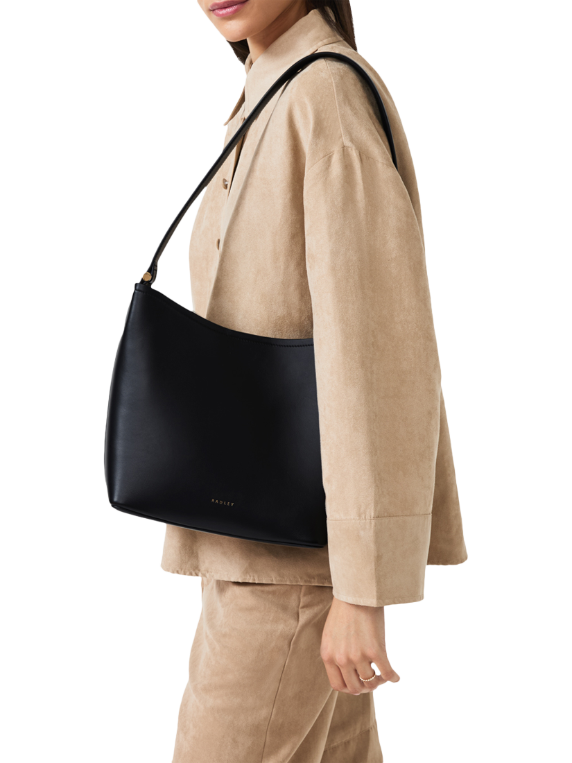 Product image 5 of 5, which shows Radley Bathurst Mews Leather Medium Zip Top Shoulder Bag, Black