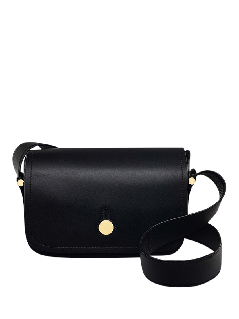Product image 1 of 5, which shows Radley Bathurst Mews Leather Medium Flapover Crossbody Bag, Black