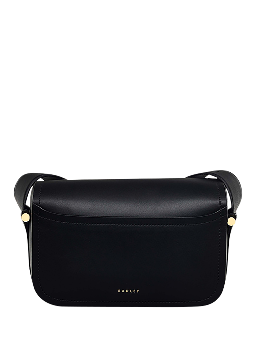 Product image 2 of 5, which shows Radley Bathurst Mews Leather Medium Flapover Crossbody Bag, Black
