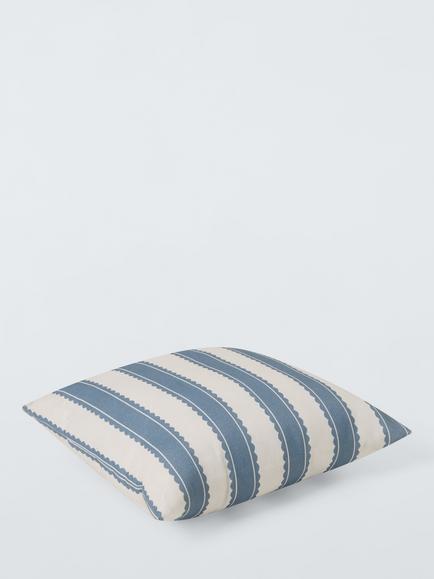 John Lewis x Sanderson Stripe Indoor/Outdoor Cushion - view 2, Menai Blue