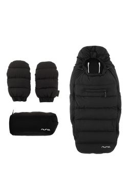 Nuna Winter Stroller Footmuff and Mittens Set, Caviar, 