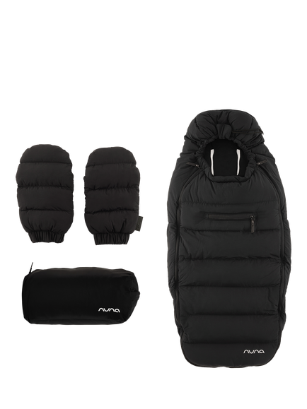 Nuna Winter Stroller Footmuff and Mittens Set, Caviar, Black