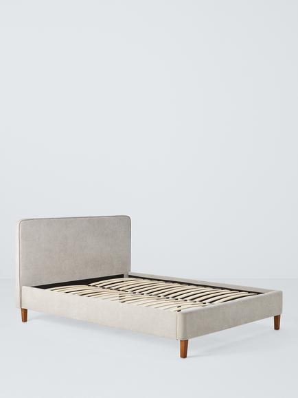 John Lewis Clyde Upholstered Bed Frame, Small Double, Brushed Weave Grey