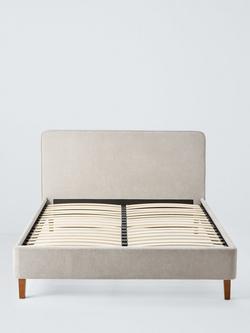 John Lewis Clyde Upholstered Bed Frame, Small Double - view 2, Brushed Weave Grey